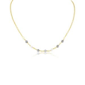 Choker - Gold Rosary Chain - multi color freshwater pearl